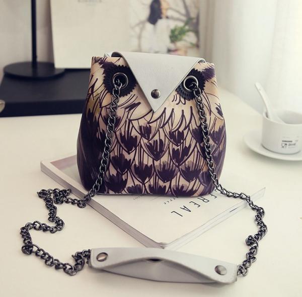 2016 summer new Korean women personalized printing chain shoulder bag cartoon owl tide