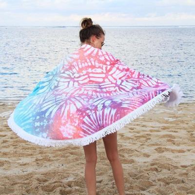 Comfortable Cotton Round Beach Towel Moisture Proof Custom Beach Towels