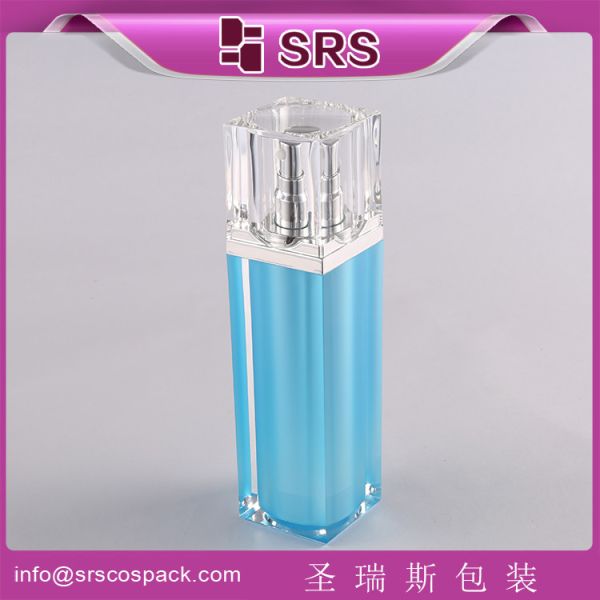 SRS China Cosmetic Airless container Manufacturer empty square shape acrylic lotion bottle