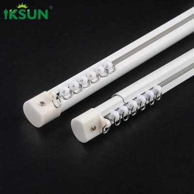 1 Set Side Wall Mount Curtain Rod Extendable Adjustable Double Drapery Rod Set