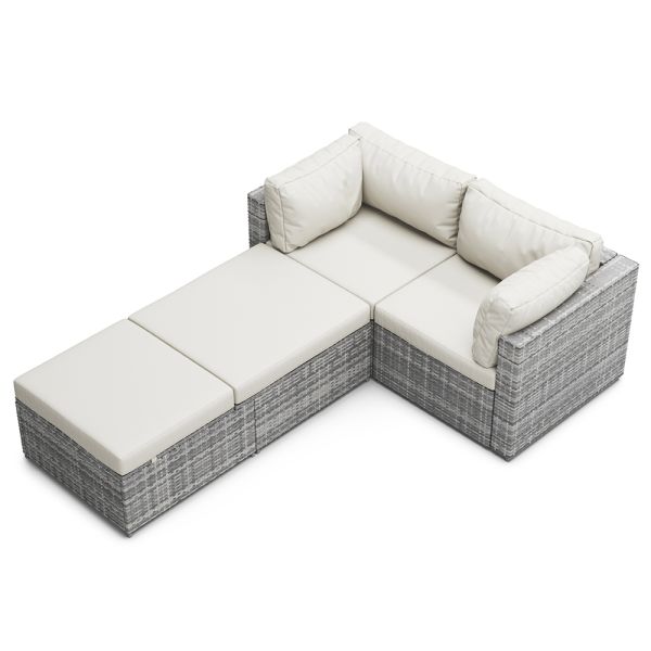 Rattan Outdoor Garden Lounge Hot Sale Wicker PE Waterproof Custom Rattan Sofa and Lounger Set Multi Function Outdoor Furniture