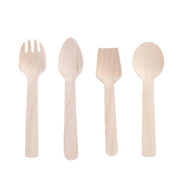 100 Pack Mini Wooden Spoons Disposable Square End Tasting Spoon Small for Ice Cream