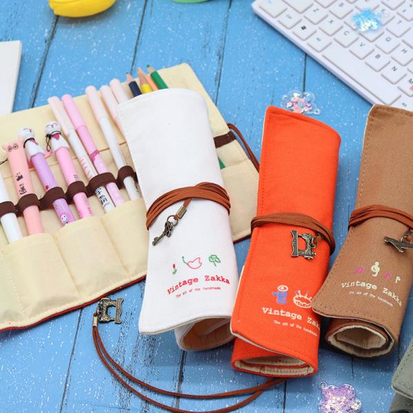 FRESH AND FASHIONABLE LARGE CAPACITY PEN BAG PENCIL CASE SIMPLE CREATIVE JUNIOR HIGH SCHOOL MEN AND WOMEN CANVAS PENCIL