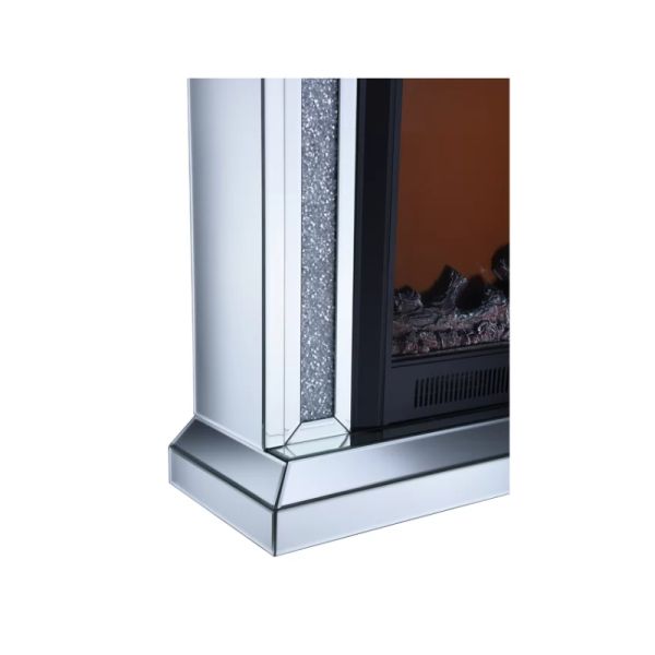 Wooden Floating Crystal Electric Mirrored Furniture Fireplace Crushed Diamond