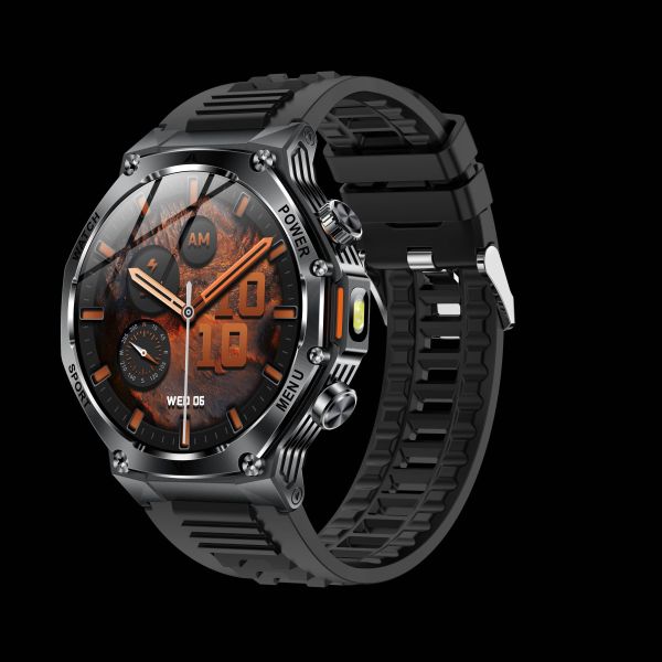 Eraysun Round AK82 Smart Watch for Big Screen 1.85 Outdoor Sports BT Call Flashlight Battery Fitcloudpro IP67 Smartwatch