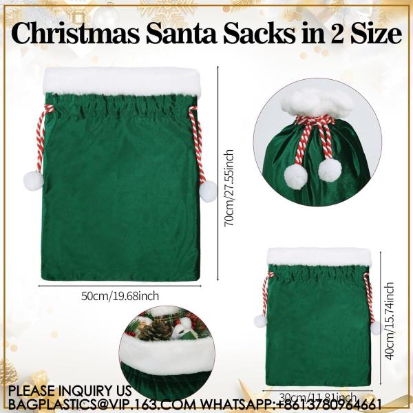Velvet Bags With Drawstring Large Plush Santa Sack Christmas Gift Bags In 2 Size For Xmas Package Storage Bags