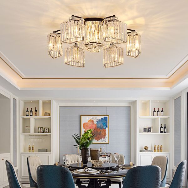 Crystal Ceiling Lights For Living Room Circle Gold Black led flush mount ceiling light(WH-CA-79)