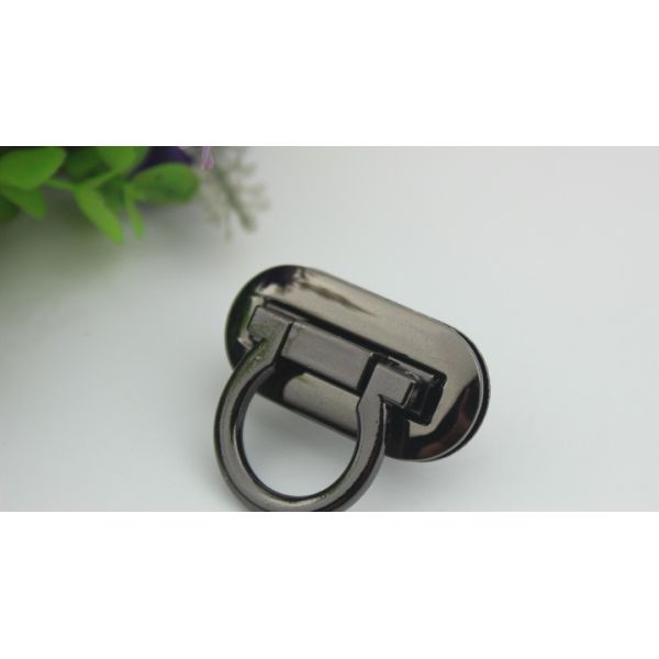 Popular fashion simple design oval shape zinc alloy nickel color metal locks for handbag