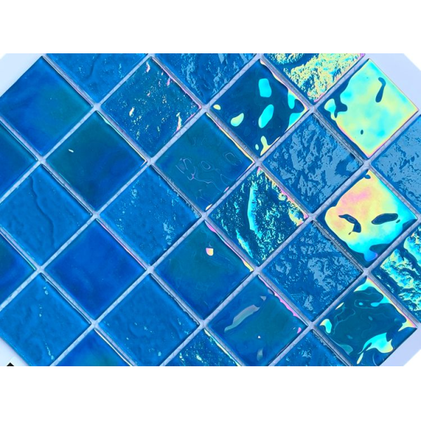 Hotel Swimming Pool Tile Glass Mosaic in Polished Blue Ocean Mix with Shining Surface