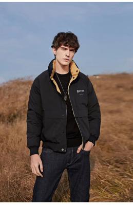 100% Polyester Mens Duck Down Jacket , Stand Collar Type Waterproof Duck Down Coat