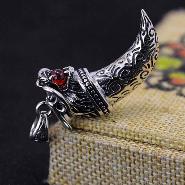 Retro Sterling Silver Necklace with Dragon Pendant for Mens Jewelry(XH051823W)
