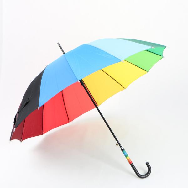 23 Inch Rainbow Golf Umbrella , Automatic Open compact Umbrella With Hook Handle