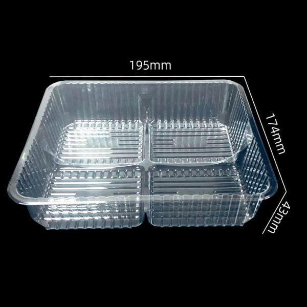 Plateau à pâtisserie PET 4 cavités personnalisé, emballage blister de qualité alimentaire