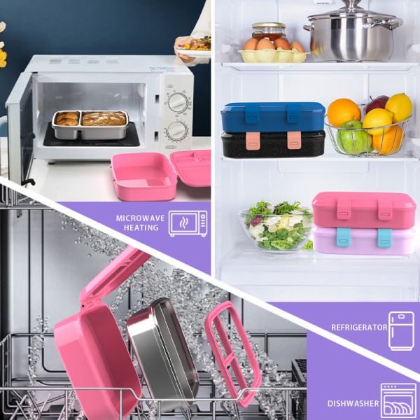 Hot And Cold Foods 800ml Metal Lunchbox Leak-Proof Metal Bento Lunch Box