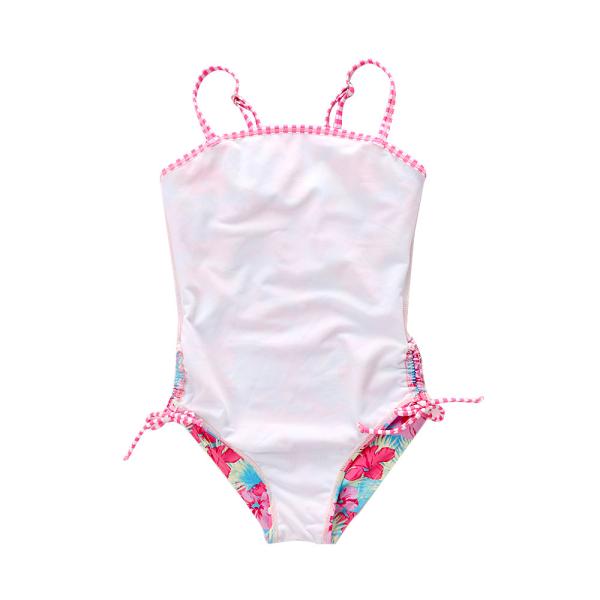 Girl's Swimwear flower print  Double-deck flouncing Swimsuit off shoulder swimwear one piece swimsuit