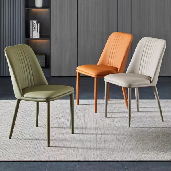 High Back Leather Dining Chair Without Arms , Upholstered Slipcover Dining Chair