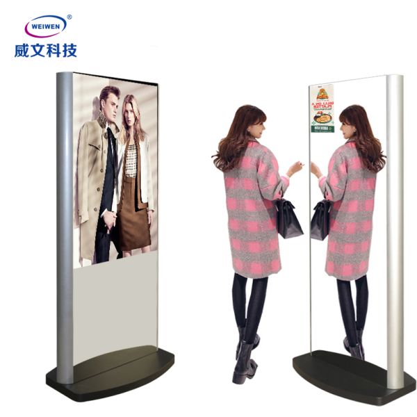 Floor Standing LCD Screen Magic Mirror Glass Multimedia Video Advertising Player