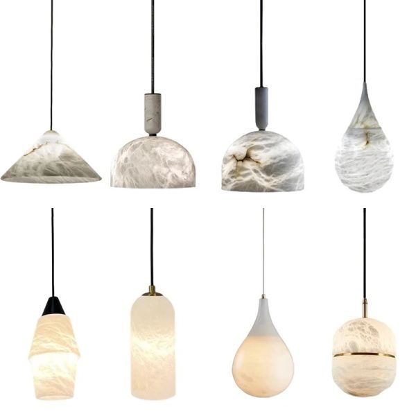 LED Dimmable Natural Marble Desing Leather Belt Chandelier Lighting (WH-MI-492)