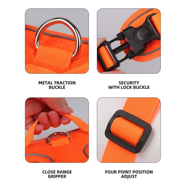 Pet Massage Oxford Cloth Chest Harness Reflective Adjustable Vest Style For Small Medium And Large Dogs