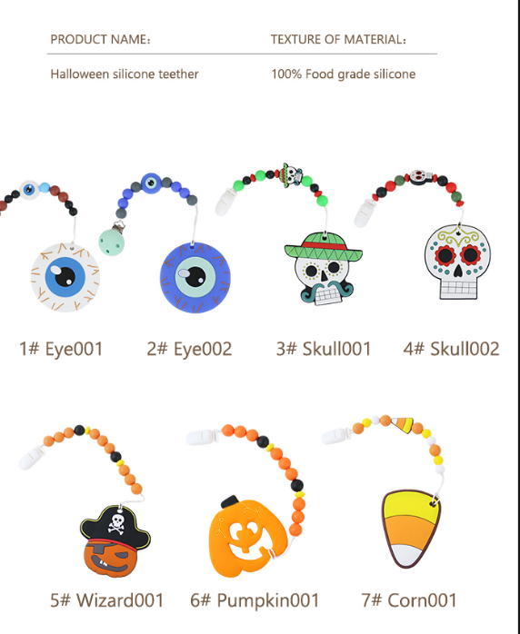 Hot selling Halloween Silicone Focal Beads  for baby DIY teething keychains
