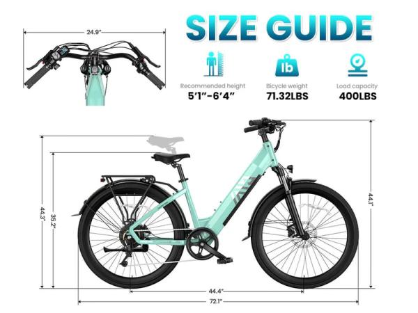 48V 26 Inch Fat Tire Electric Bike for City Commuting & Off-Road with Long Range