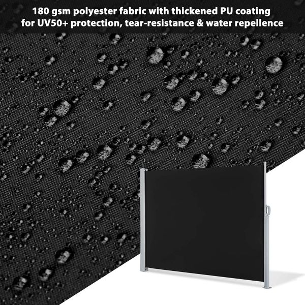 Outdoor Patio Garden Privacy Divider with Manual Operation Method Steel Support Pole