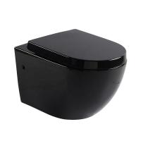 Commercial Tankless Wall Hung Toilet Ada 450mm 500mm Black Silent Seat Cover