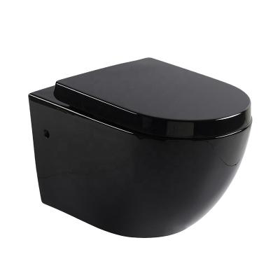 Tampa silenciosa 500mm preta Tankless comercial de Hung Toilet Ada 450mm Seat da parede