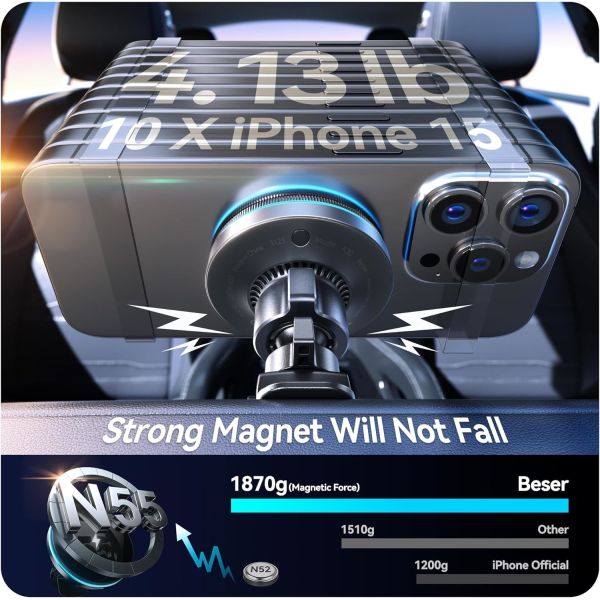 Magic Circle Pro 15W Автомобильное беспроводное зарядное устройство Телефонный держатель Быстрая зарядка с магнитом