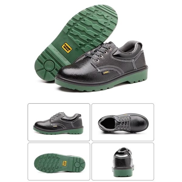 Metal Toe Industrial Safety Shoes PU Black Leather Work Shoes For Men