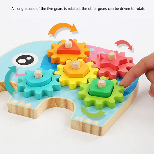 Intelligent Elephant Owl Gear Block Wood Creative Animal Design