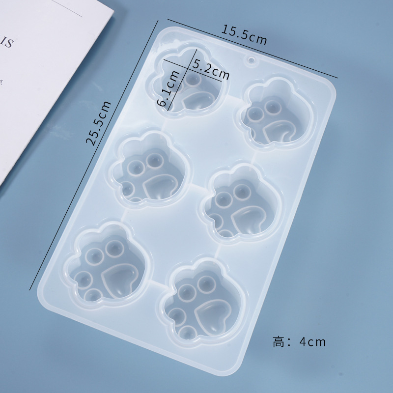 DIY Crystal Dropping Gel Mold Love Cat Claw Mold Cartoon Cat Bear Paw Cake Mirror Silicone Mold