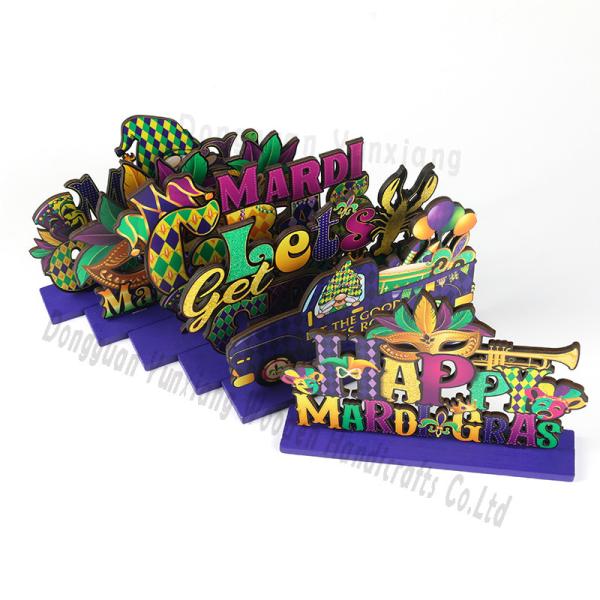 Natural Large Mardi Gras Wooden Decorations with Comedy Tragedy Face Mardi Gras Float Mask Table Decor for Mardi Gras Party Prom Supplies