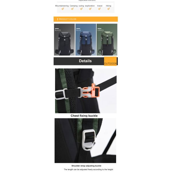 Outdoor 50L Waterproof Backpack ODM Ultralight Camping Backpack Nylon