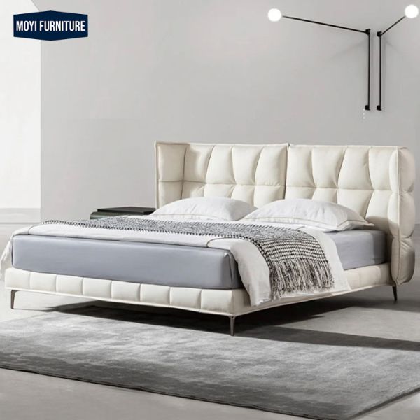 Synthetic Leather Upholstery Customized Color Luxury King Size Bed Classic Double Soft Bed Frame Bedroom Furniture Set