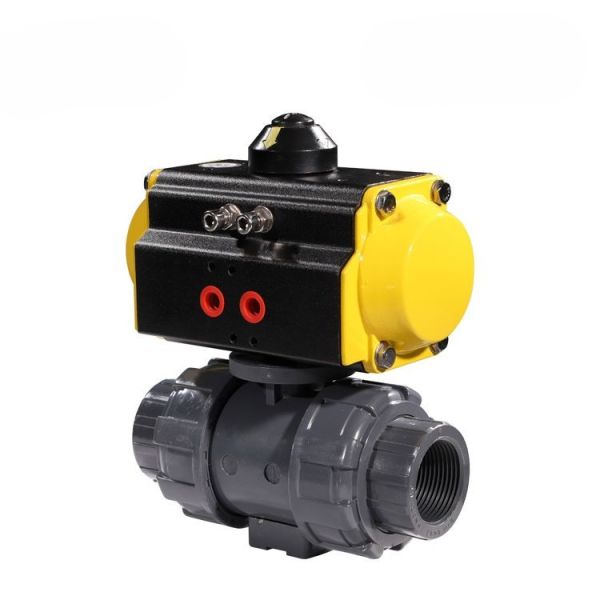 UPVC Pneumatic Ball Valve Threaded Corrosion Resistant Pneumatic Actuated Plastic Ball Valve for Chemical Waste Water Treatment