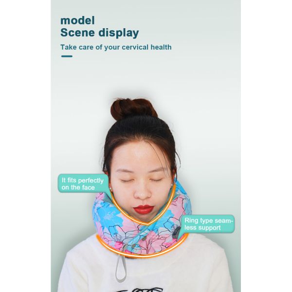Compact U Shape Inflatable Memory Foam Travel Pillow and Storage Box for Office Airplane
