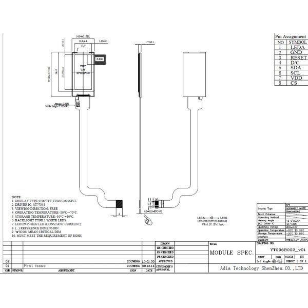 0.96 Inch 80x160 Sunlight Readable TFT With SPI Interface
