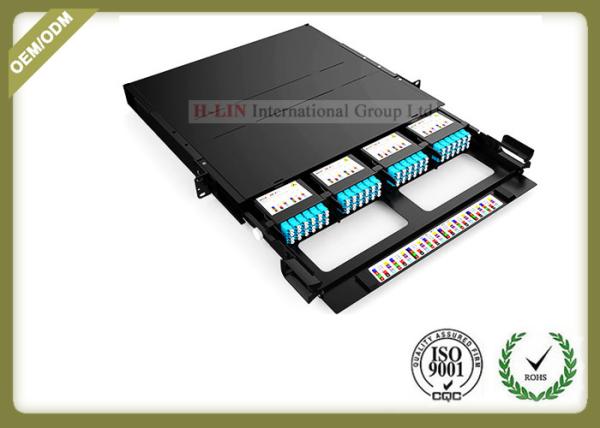 Black 24 Fiber Optic Distribution Box MPO / MTP OM3 LGX For LC Adapter