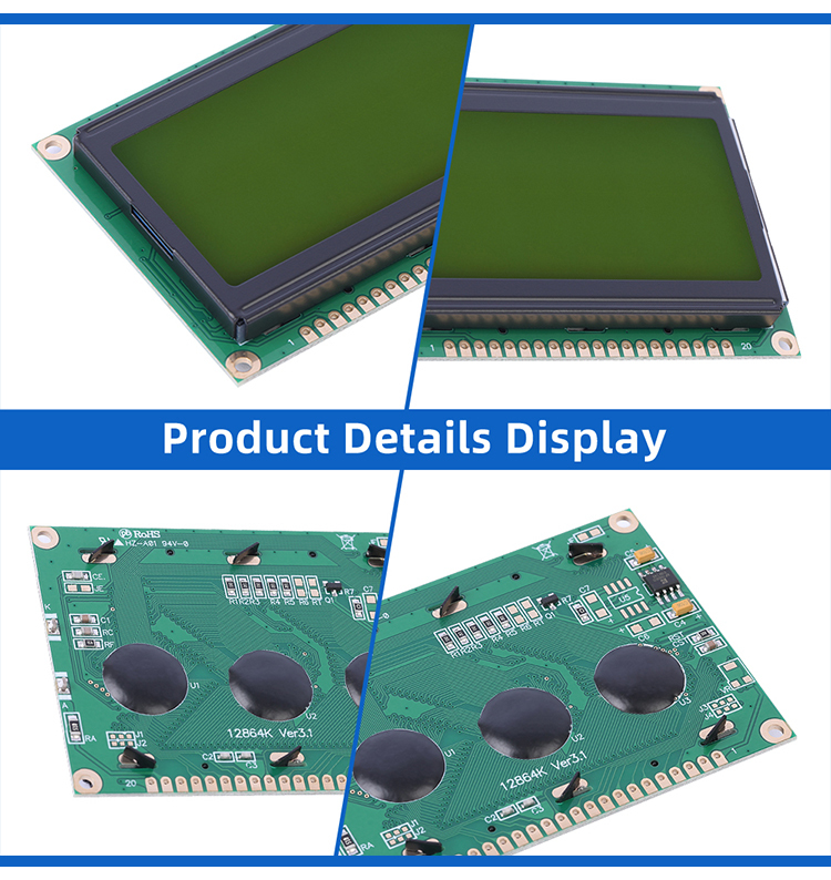 Yellow Green Film Hot Selling 12864K LCB STN Graphic LCD Display SBN0064 Display With Backlight