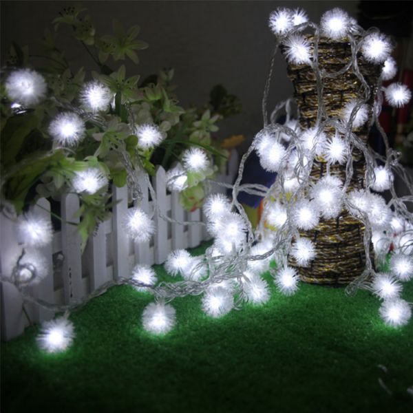 10000 Hours Working Time 5M Battery Operated Plush Ball Lights with Colorful Design