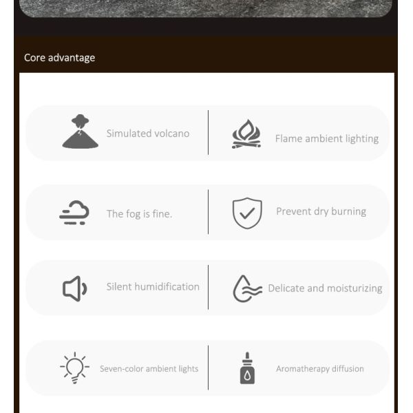 Home Office Volcano Aromatherapy Diffuser Tabletop With 7 Color LED Light