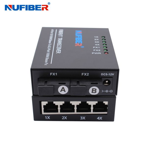 10/100Mbps Fiber Ethernet Switch 2*SC to 4*UTP Ports Optical 10/100Base Fiber Converter