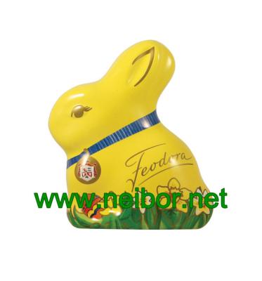 rabbit shape tin box bunny shape tin for chocolate packaging