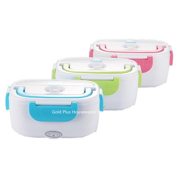 Proper price heated electric lunch box with spoon new portable food warmer with stainless steel inner sauce box