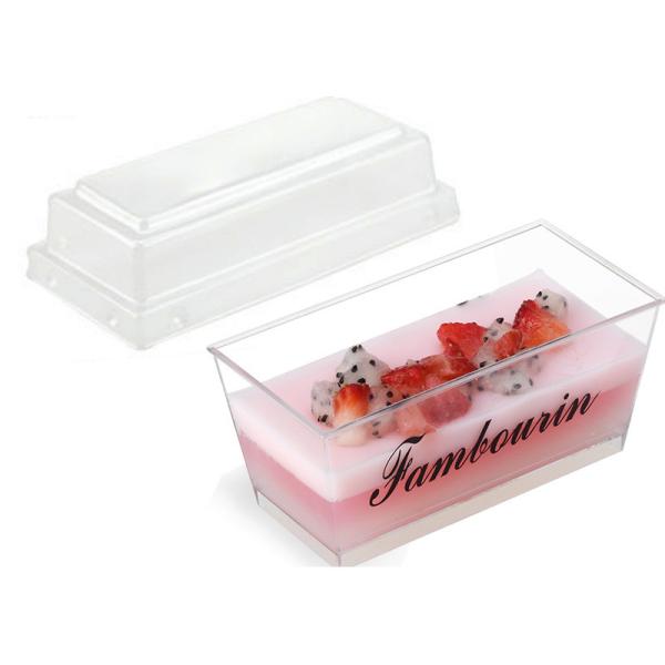Hard plastic mousse cup tiramisu dessert pudding packaging box with lid