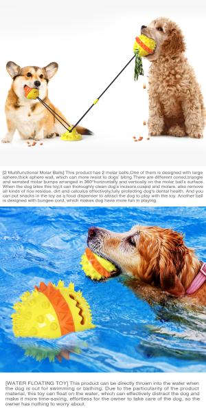 OEM Tug Of War Suction Dog Toy / Squeaky Dog Treat Ball Dispenser