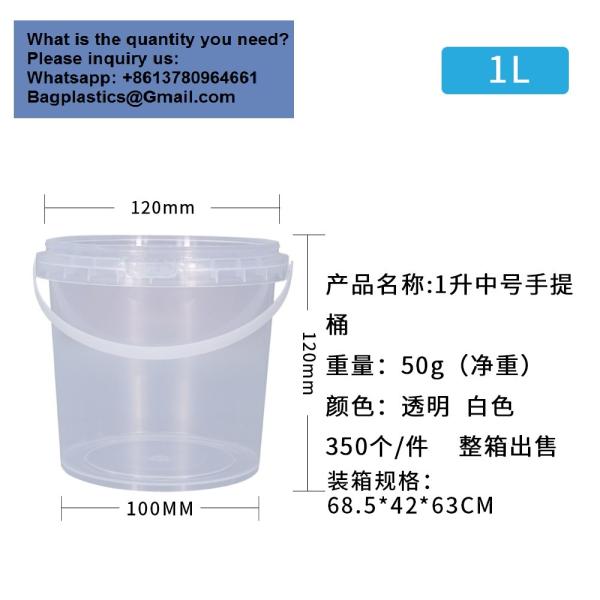 Airtight Clear Plastic Bucket With Lid, Ice Buckets For Parties, Reusable Ice Cream Cup With Handle, Food Storage Container, Food Grade Freezer And Microwave Safe For Sauce, Soup