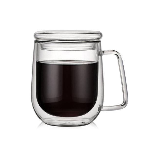 Copo de vidro da parede alta do dobro do Borosilicate para o café bebendo Eco amigável