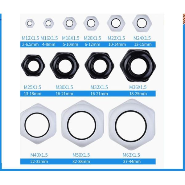 Electrical Cable Glands Plastic Joints Waterproof Connectors for Junction Box M12 - M40